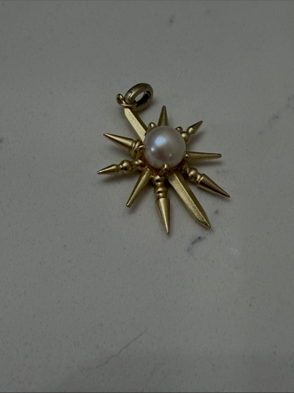 Kendra Scott Gold Starburst Pendant with White Pearl
